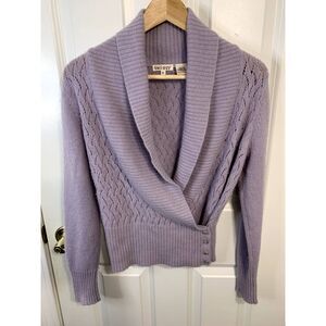 Twiggy Purple Angora Blend Wool Wrap Sweater Size Medium